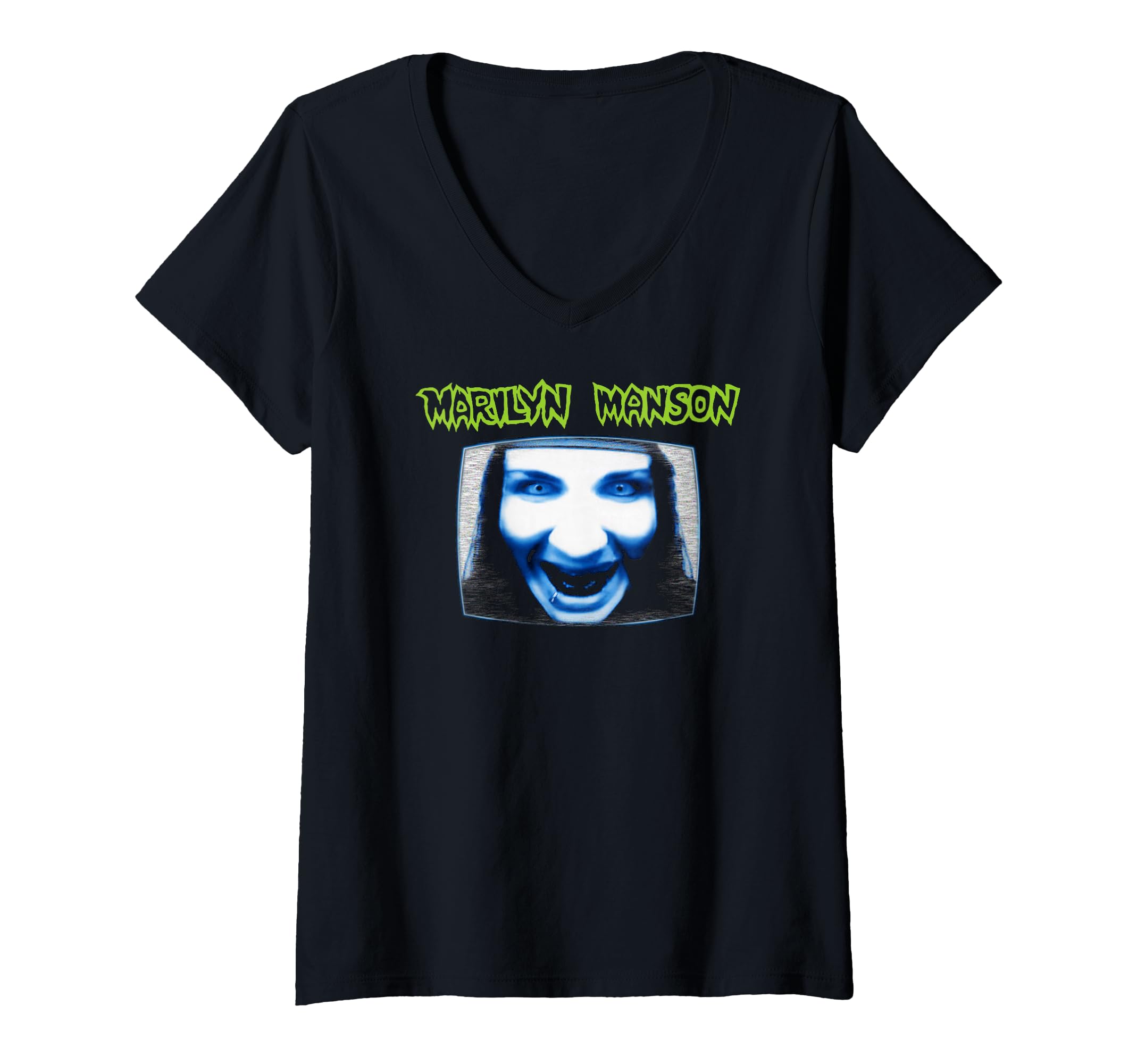 Women's Marilyn Manson TV with Logo V-Neck T-Shirt