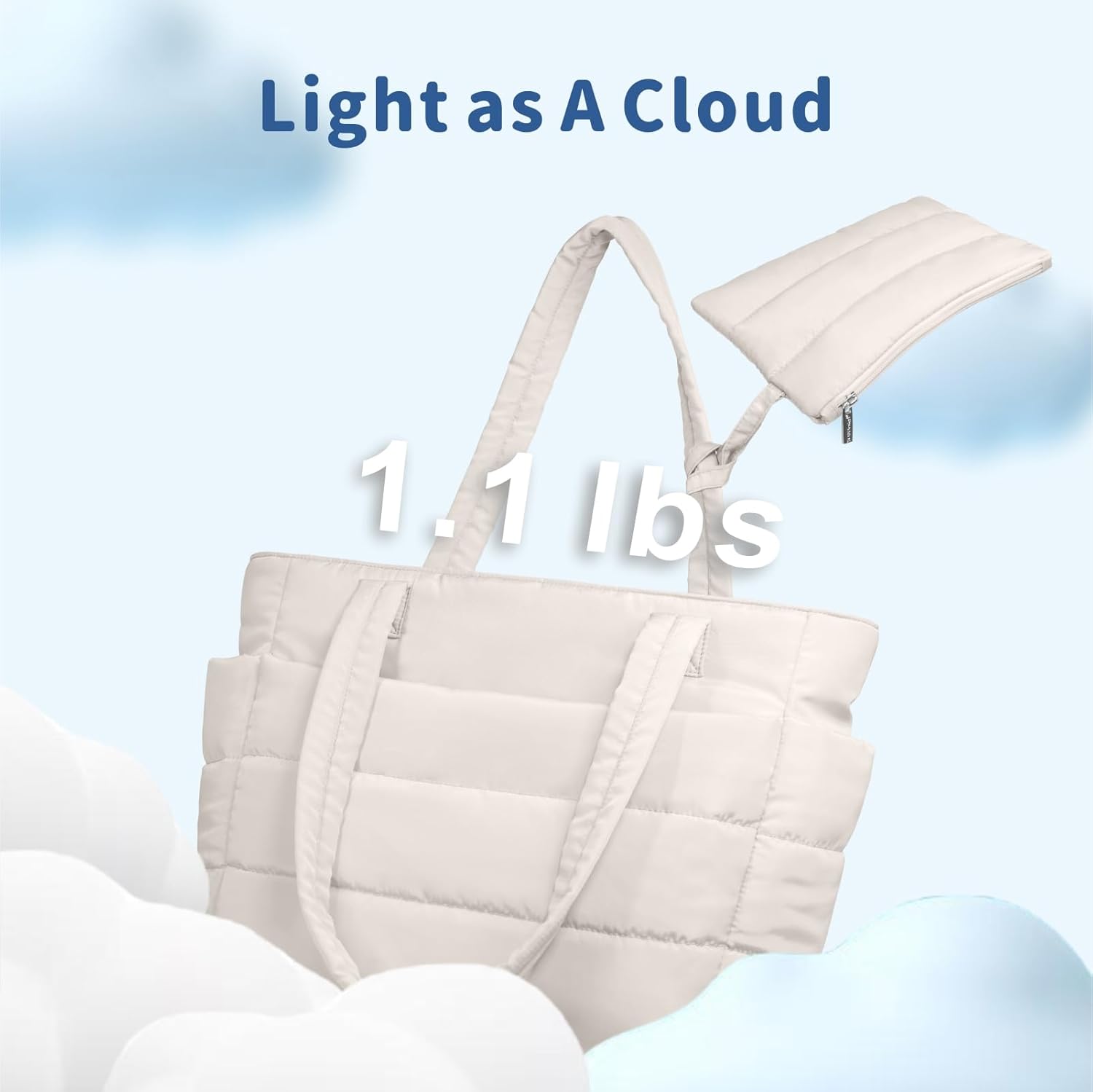 TOPDesign Puffer Tote Bag for Women, Lightweight Puffy Handbag with Compartments, Quilted Shoulder Bag for Work, Travel, Gym - Image 4