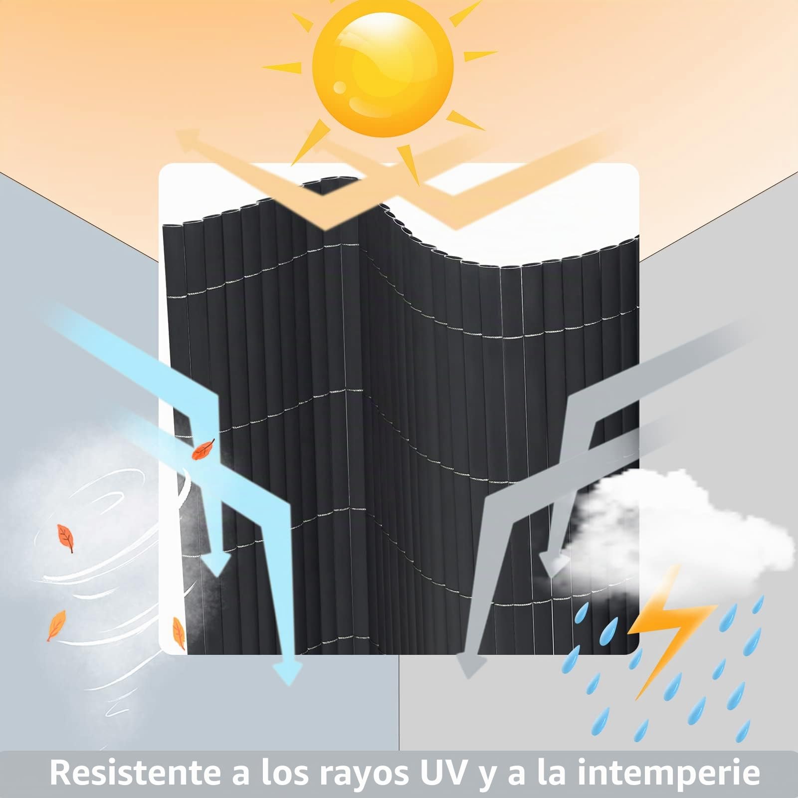 WOLTU Cañizo PVC pantallas protectoras 500x120 cm, resistente a los rayos UV protección contra el viento, valla privacidad para Jardín, Balcón o Terraza, Gris