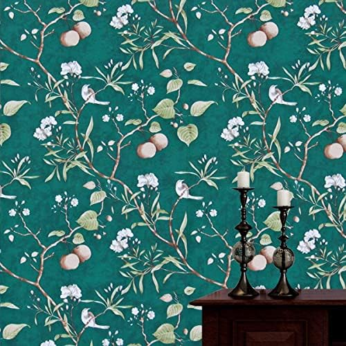 Image of Self Adhesive Waterproof Wallpaper for Kitchen Living Room Bed Room Furniture Makeover Cabinet Shelf Liner Tile Pattern Removable Contact Paper(Vintage Flower & Bird (45X300 CM)