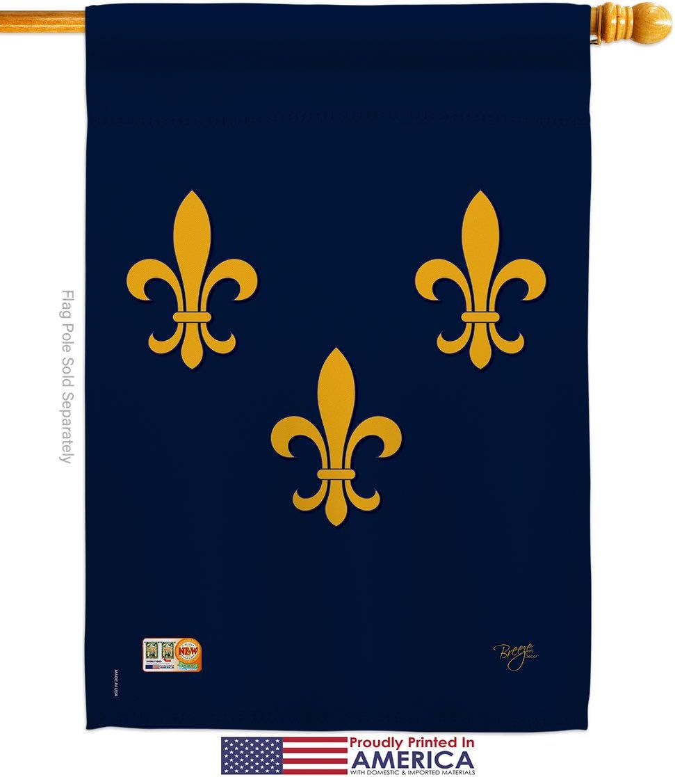 Midwest French American House Flag Dowel Set Country Living Fleur De Lys Vintage Flower Lily Lis Party Mardi Small Decorative Gift Yard Banner Made In USA 28 X 40
