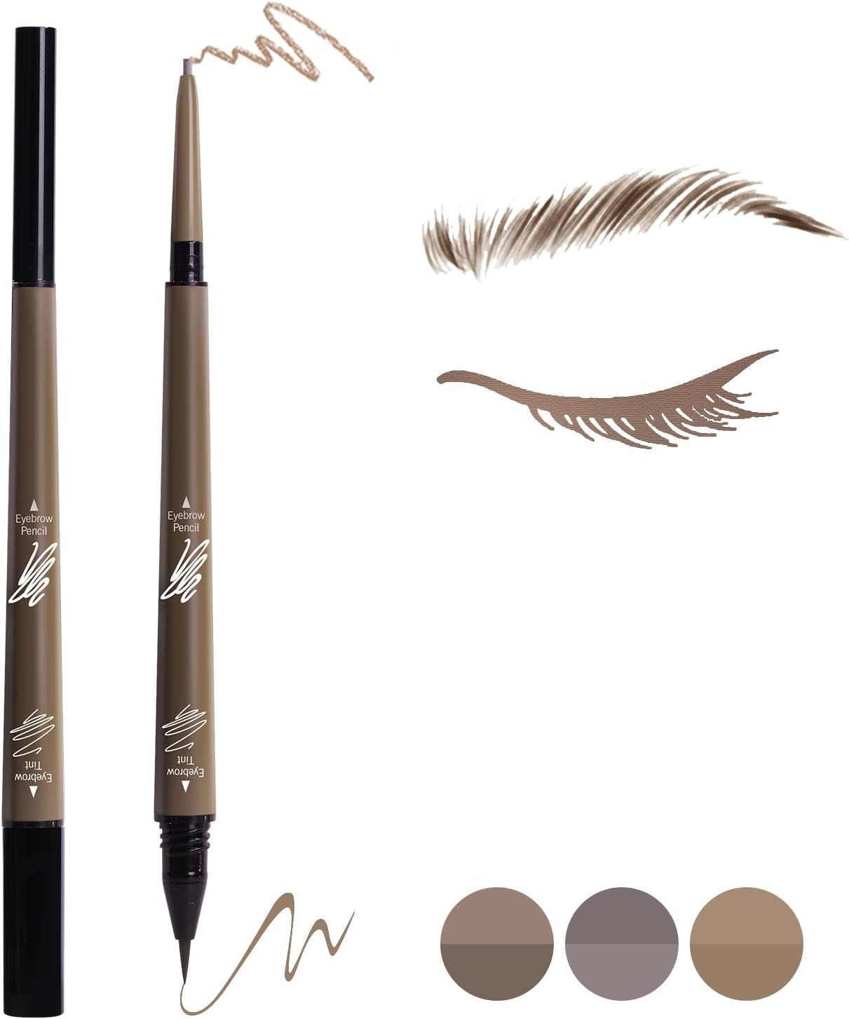 Music Flower2 in 1 Eyebrow Pencil, Waterproof & Long Lasting Liquid Eyebrow Pen, Dual Ended Pencil Fills and Defines Brow Tint with the Precision & Definition of Microblading, Brown