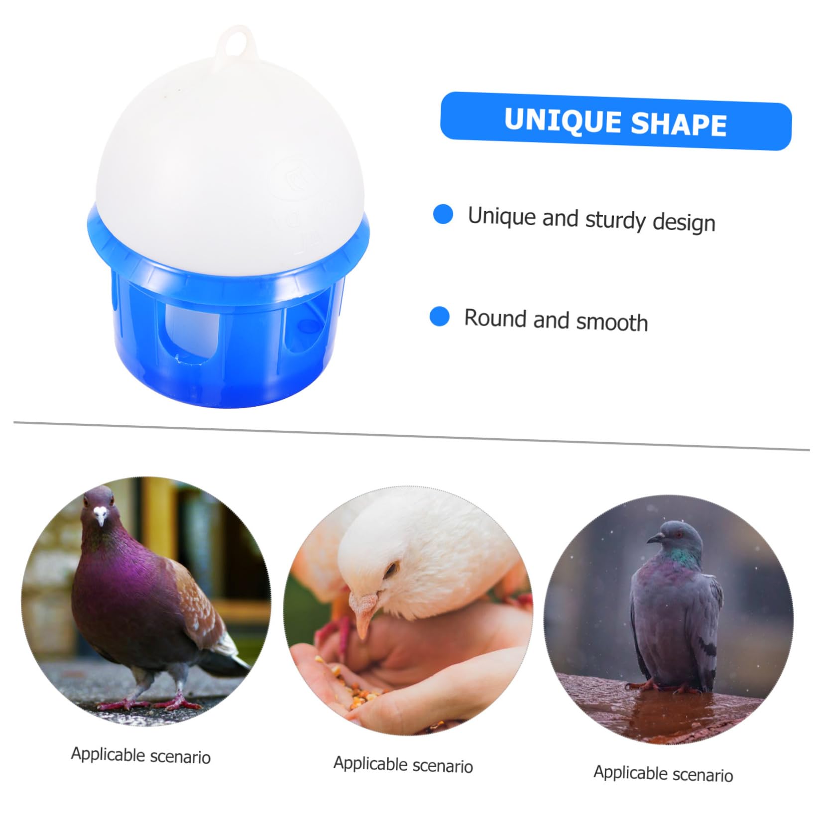 Bebedero de Agua para Aves Automático 4l Plástico Azul | Diseño Redondo, Pieza Desmontable, Uso Sencillo, para Aves y Pichones, Formato Exterior