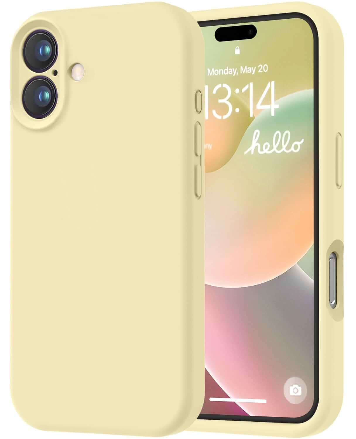 LOVE 3000 Designed for iPhone 16 Case, Premium Silicone with [Soft Anti-Scratch Microfiber Lining] Shockproof Protective Phone Case for Men Women Girls 6.1", Creamy Yellow