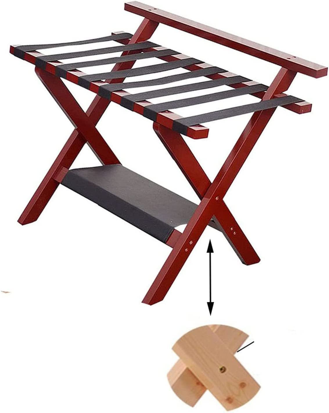 MSHGSKU Hotel Room Foldable Luggage Rack Suitcase Holder, Luggage Rack Compartment Case Backpack, Luggage Rack Made Of Solid Wood,Brown