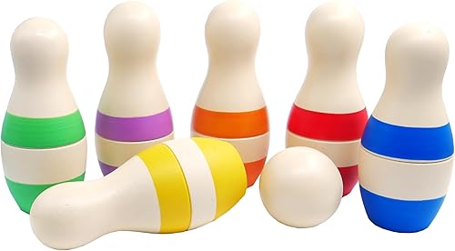 Miniatura 12 de Shumee Montessori - Juego de bolos de madera para niños de más de 2 años, juegos de bolos ecológicos con 6 pines y bola, juego de bolos