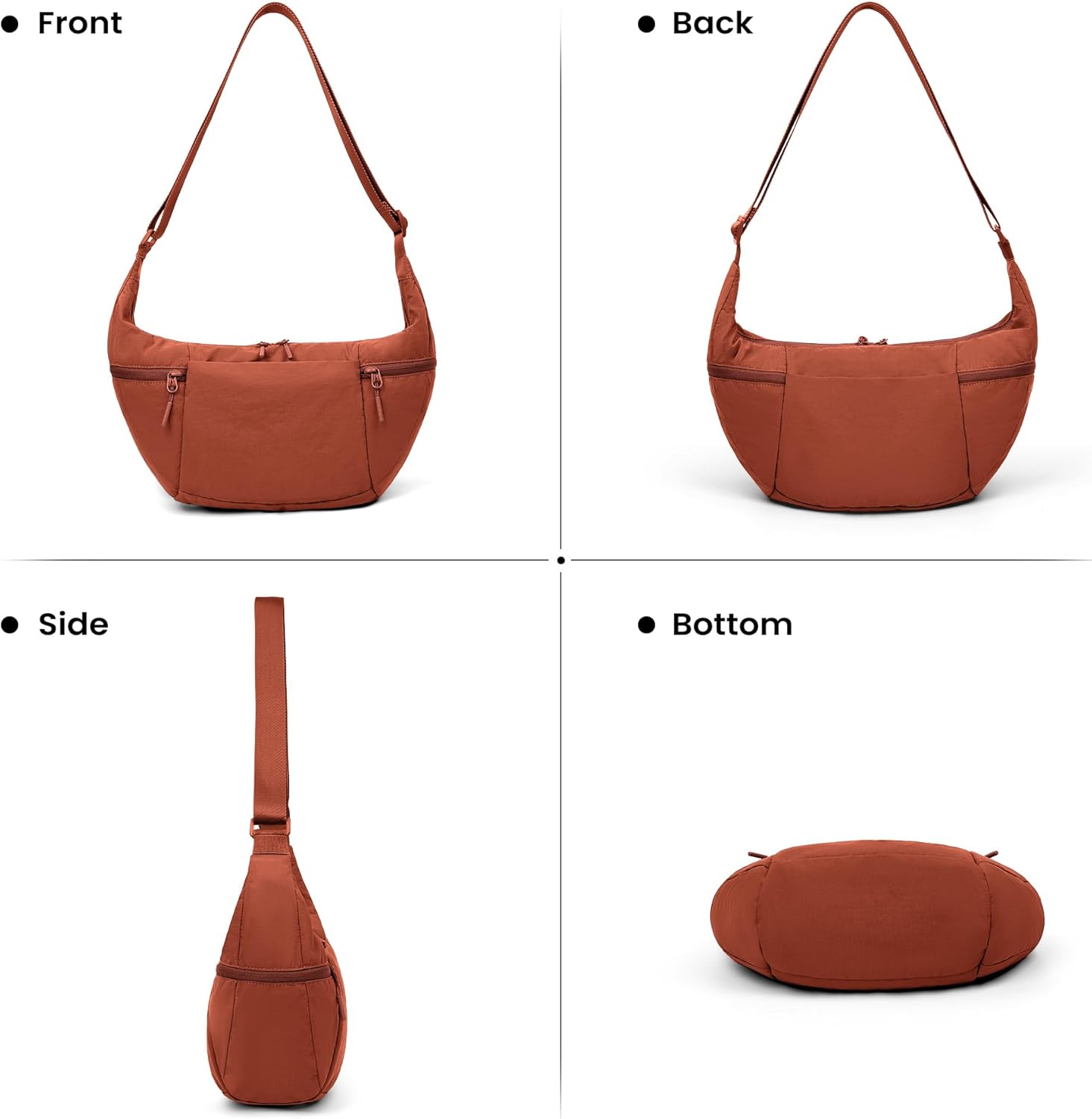 VONAL Nylon Crescent Crossbody Bag, Sloughy Shoulder Hobo Bag for Women, Lightweight Moon Bag Dumpling Sling Bag Purse - Image 7