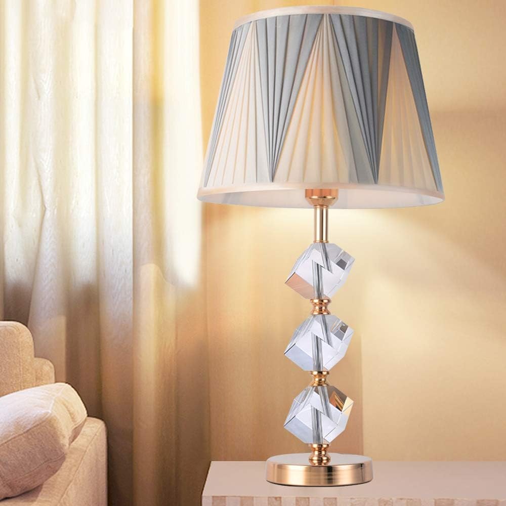 Lámpara de mesa con atenuación de cristal, lámpara de mesita de noche, lámpara de mesa de tela de arte nórdico