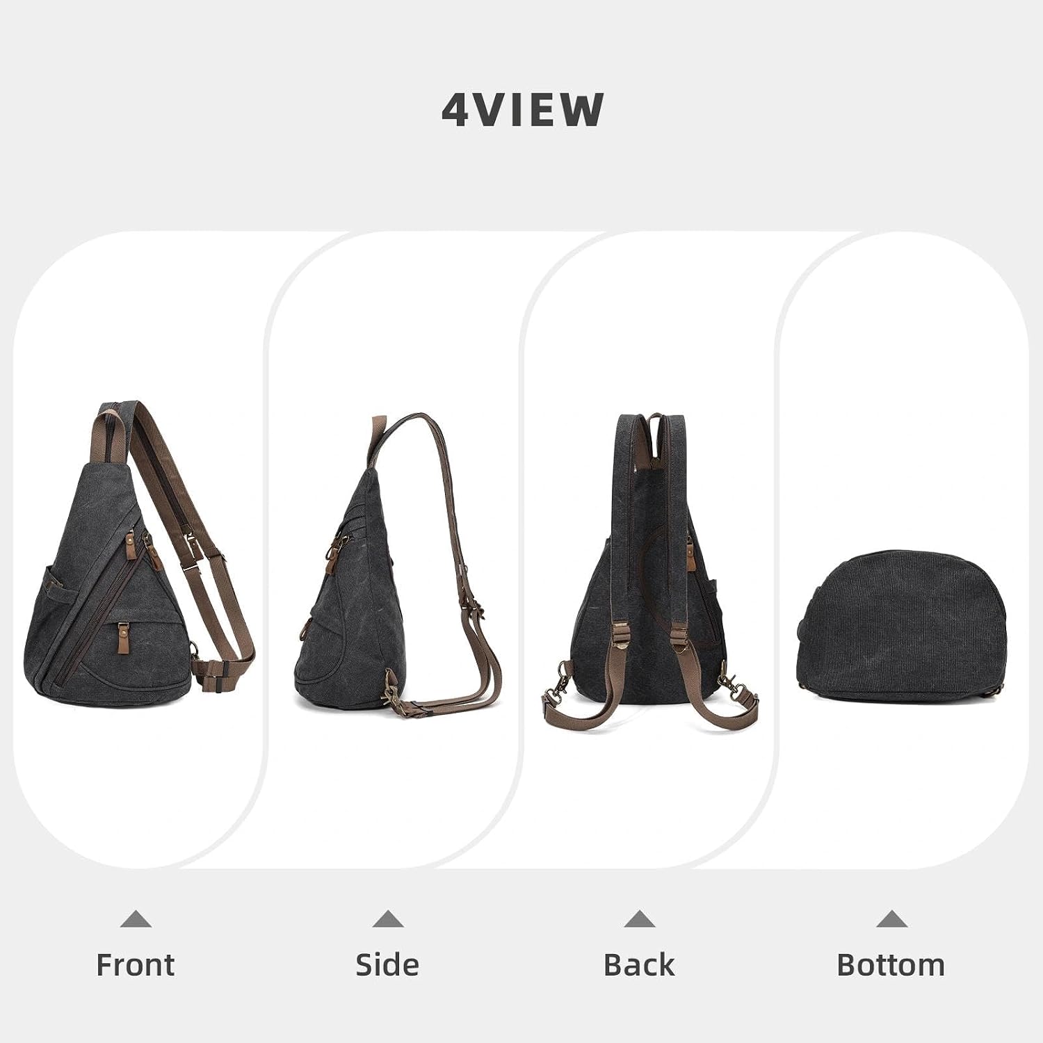 KouLi Buir Canvas Sling Bag - Small Crossbody Backpack Shoulder Casual Daypack Rucksack for Men Women