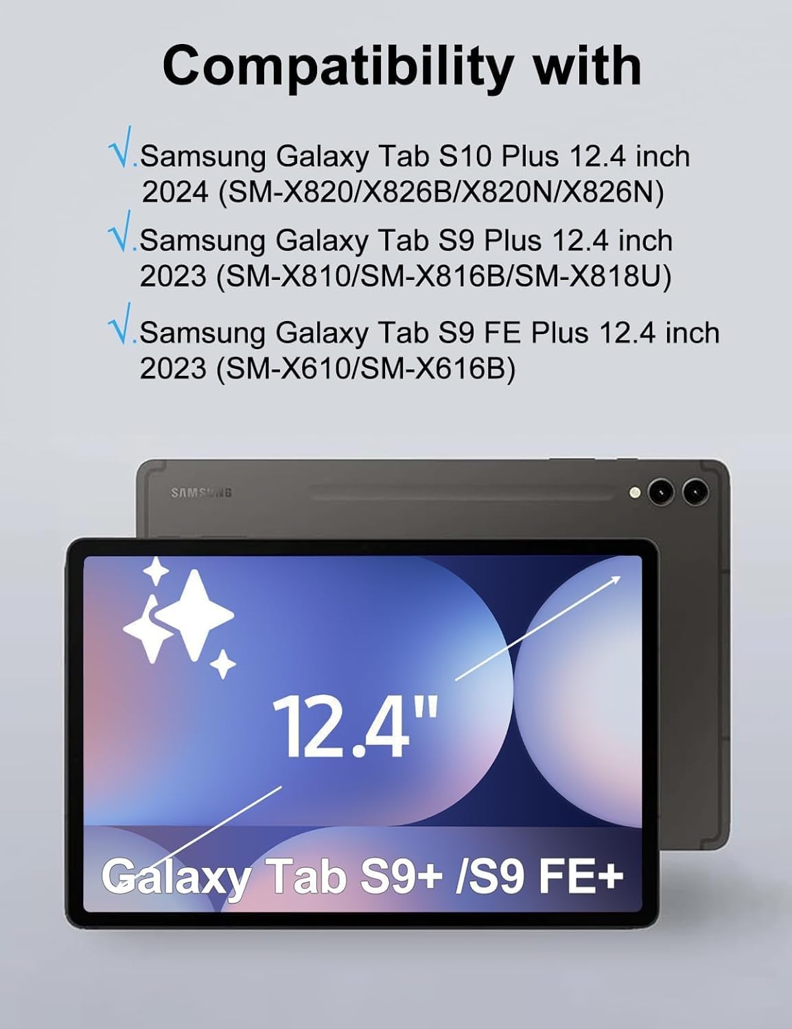 Touchpad Keyboard Case for Samsung Galaxy Tab S10+ Plus 2024/S9 Plus 12.4" 2023-7 Colors Backlit, Multi-Touch Trackpad, Detachable Bluetooth Touch Keyboard Smart Cover with S Pen Holder (Dark Blue)