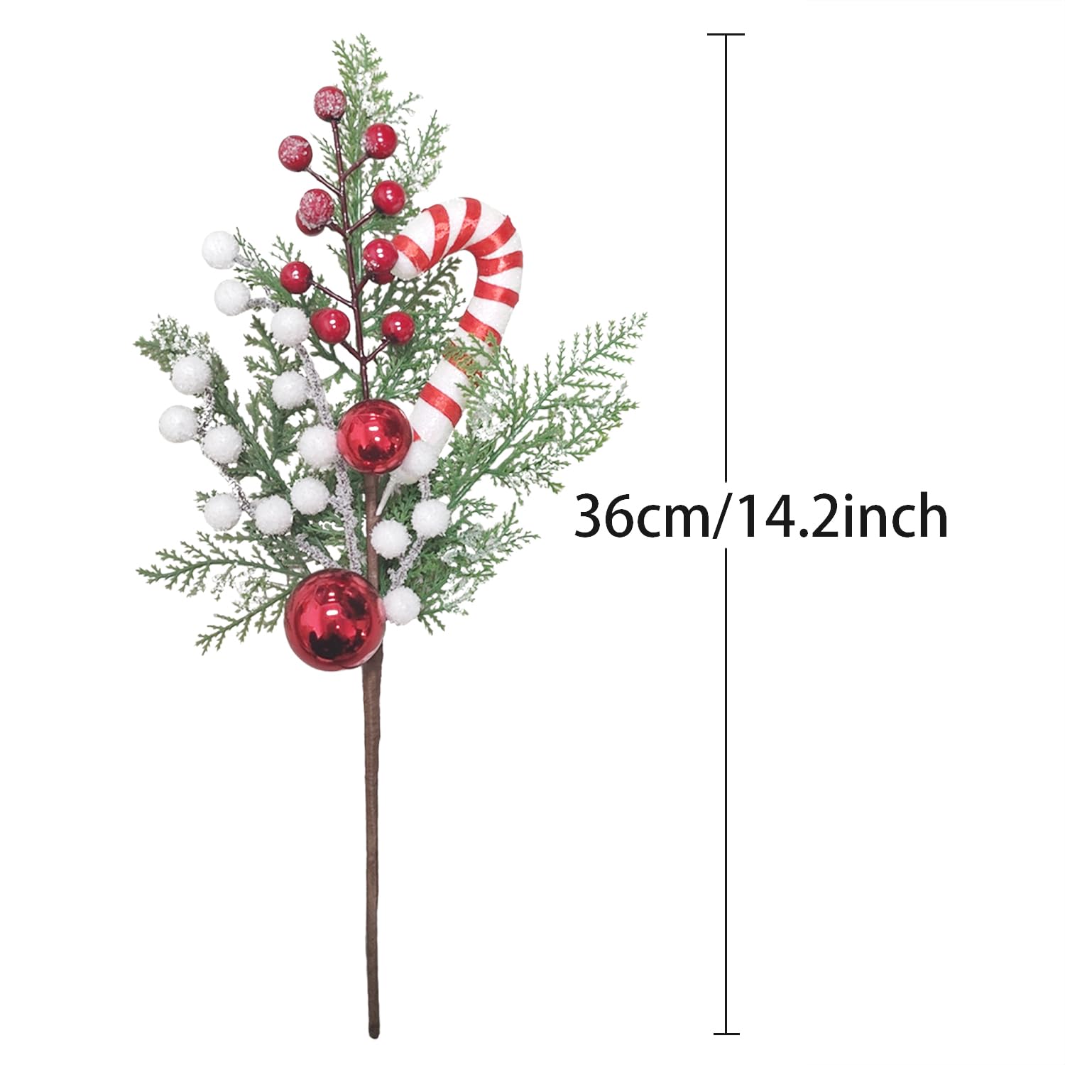 Kunjocy Christmas Pine Branches with Candy Cane - Image 2