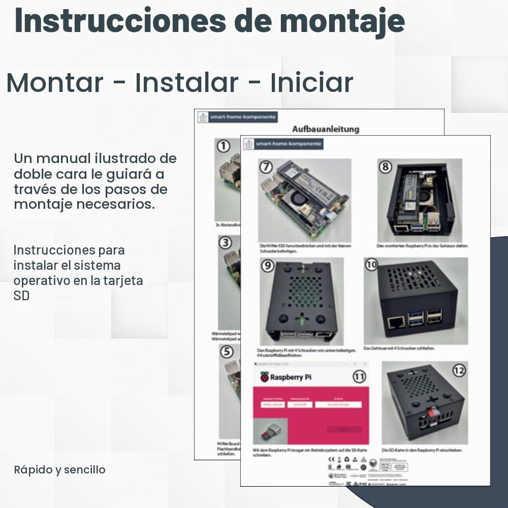 Raspberry Pi 5 16 GB PCIe M.2 NVMe – Kit | Carcasa de metal | Active Cooler | M.2 NVMe SSD PCIe Board | Fuente de alimentación USB-C de 45 W | Tarjeta SD de 64 GB | Cable Micro HDMI 4K | Ideal para