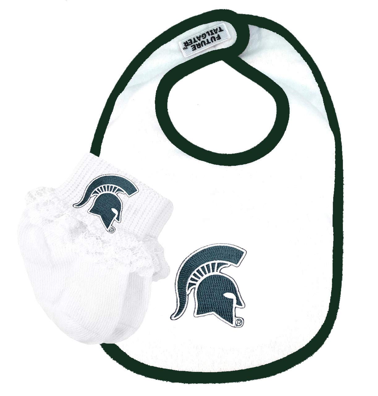 Future Tailgater Michigan State Spartans Baby Bib and Socks with Lace Set