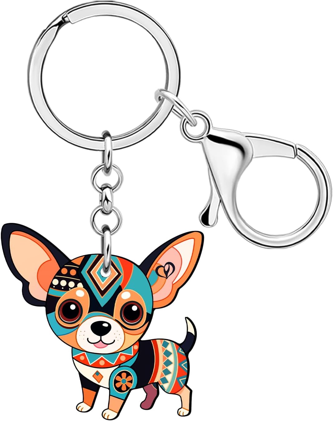 Boho Chihuahua Dog Keychain Chihuahua Gifts for Women Dog Lovers, Acrylic Puppy Key Chain Accessories Purse Bag Charms