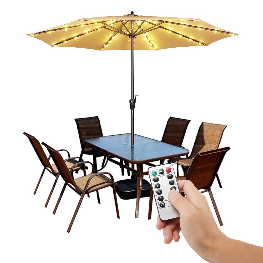 Patio Umbrella Lights Cordless Fairy String Lights With Remote Control 8 Brightness Mode Led Umbrella Pole Light Wireless Battery Operated Waterproof For Umbrella Outdoor Garden Decoration Warm White Amazon Com