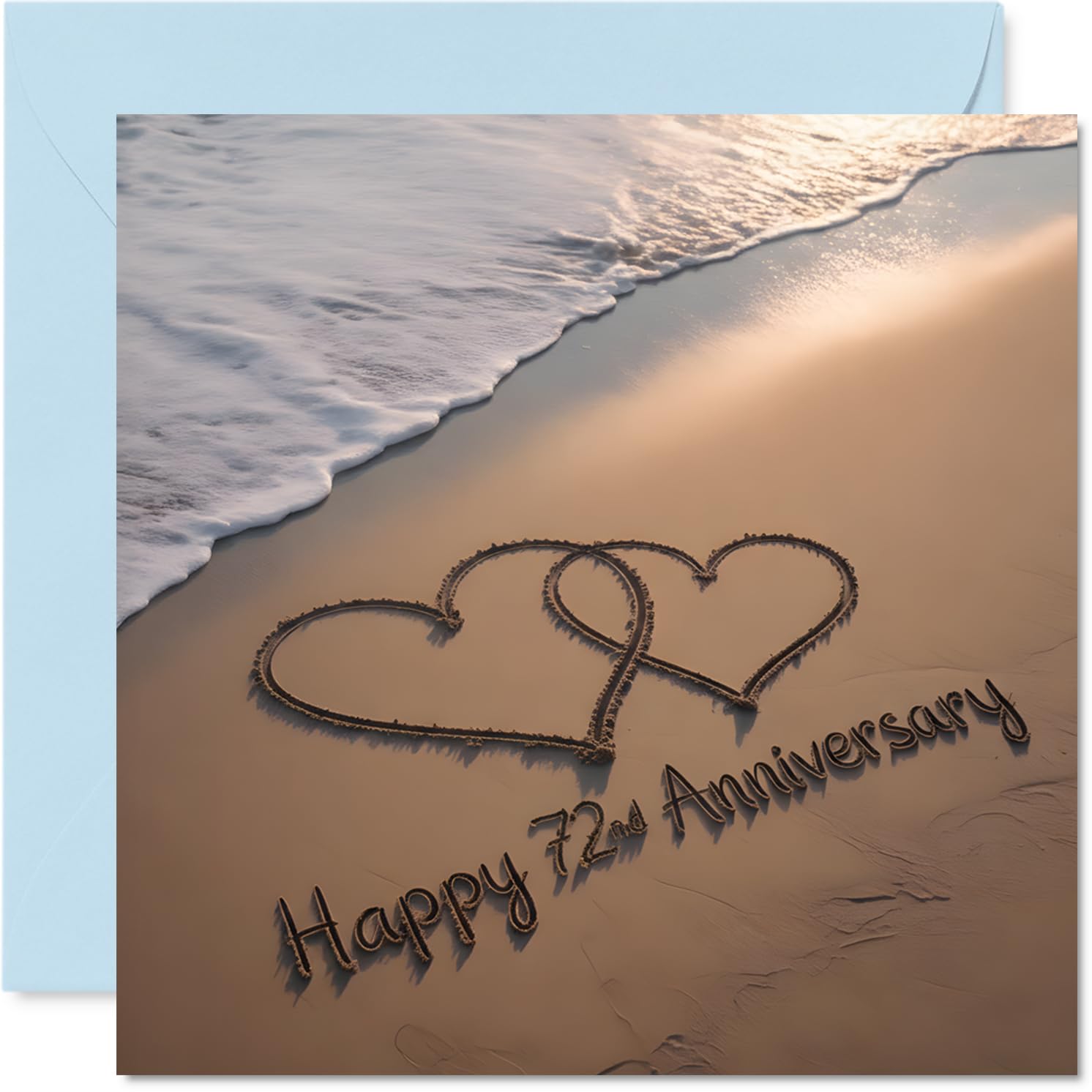 72nd Anniversary Card for Women and Men, Love on the Ocean Shore