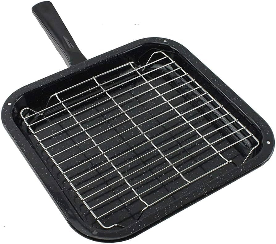 Poêle grill universelle pour petit électroménager, 28,5 x 27,5 cm, avec poignée amovible et dessous de plat, pour caravane et bateau