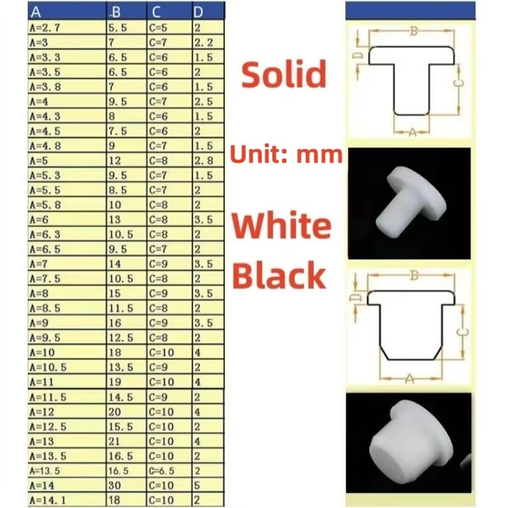 Tapón De Silicona, 10-100 Piezas, 2,7 Mm-14,1 Mm, Resistente A Altas Temperaturas, Con Orificio Roscado Sólido En Forma De T.(Black,3.5mm-50pcs)