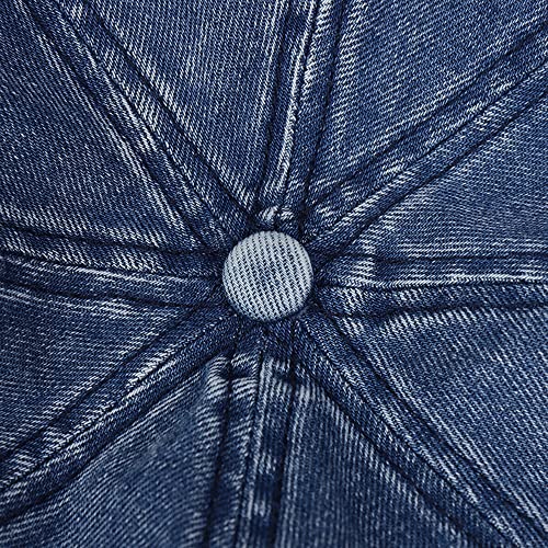 Unisex Japanese Oversized Denim Cotton Newsboy Hats Vintage Unisex Paperboy Painter Beret Cap Dark Blue #TOP4