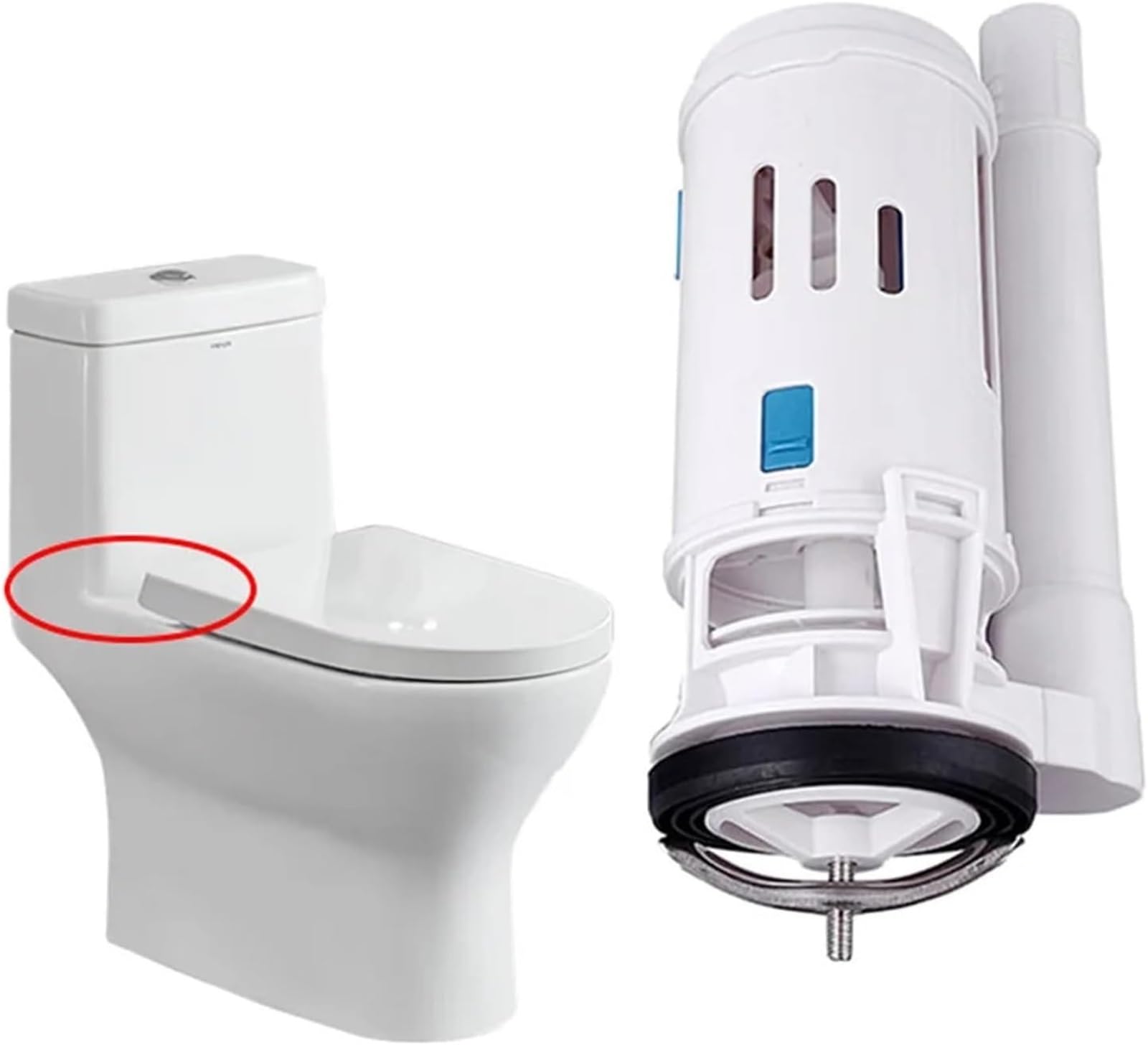 Piezas de Tanque de Inodoro Cisterna Válvula de llenado Botón de Descarga, Válvulas de Asiento Pieza de Agua de Empuje de Drenaje Doble Universal for Asientos domésticos (Dividido) 1 Pieza