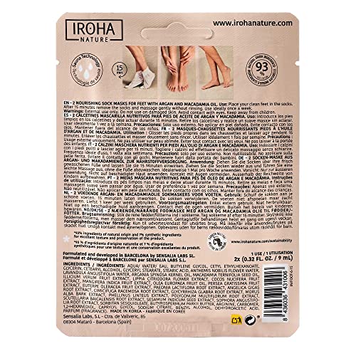 IROHA NATURE - Calcetines Nutritivos con Aceite de Argán y Macadamia | Tratamiento Intensivo para Pies Secos y Deshidratados | Efecto Flash, Naturales y 100% Vegano - imagen 2