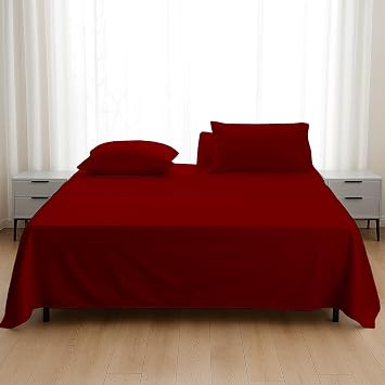 Flex Head King Sheets for Sleep Number Bed - Ultra Soft 4 Piece Microfiber Flex Top King Sheet Set with 34" Top Split, Fits Mattresses up to 15" Deep, Burgundy