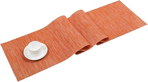 Miniatura 10 de SHACOS - Juego de 4 manteles individuales para mesa de comedor, de vinilo tejido reversible, manteles individuales fáciles de limpiar, Gris