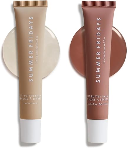 Summer Fridays Tinted Lip Butter Balm Gift Set - Conditioning Vegan Lip Balm for Instant Moisture, Shine & Hydration - Softening & Soothing Skincare - Vanilla & Vanilla Beige (2 Count)