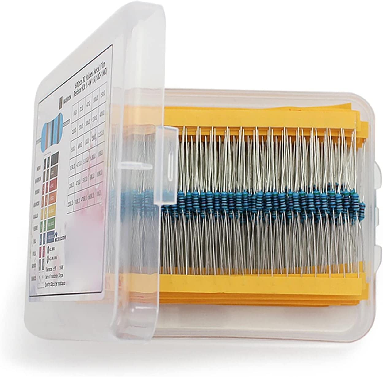 600 pièces 1/4W Kit de résistances à Film métallique Ensemble 30 valeurs résistances Pack 10R-1M Ensemble de résistances Kit d'électrons résistance Résistance de Remplacement (Size : 600pcs)