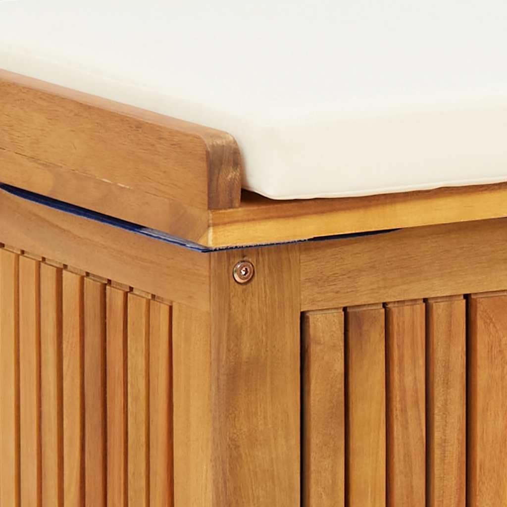 Scatola portaoggetti in legno di acacia, 60 x 50 x 61 cm | legno massiccio, borsa interna impermeabile, chiusura in , doghe aperte per la ventilazione, coperchio