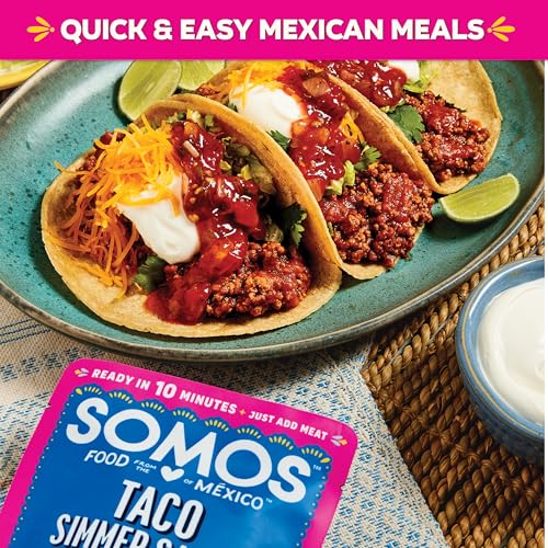 Image of SOMOS Variety Simmer Sauce - 1 Taco Pouch + 1 Pastor Pouch + 1 Fajita Pouchs - Gluten Free - Plant Based - Non-GMO - All Natural - Perfect for Steak, Chicken, & More - 8oz (3 Pack)