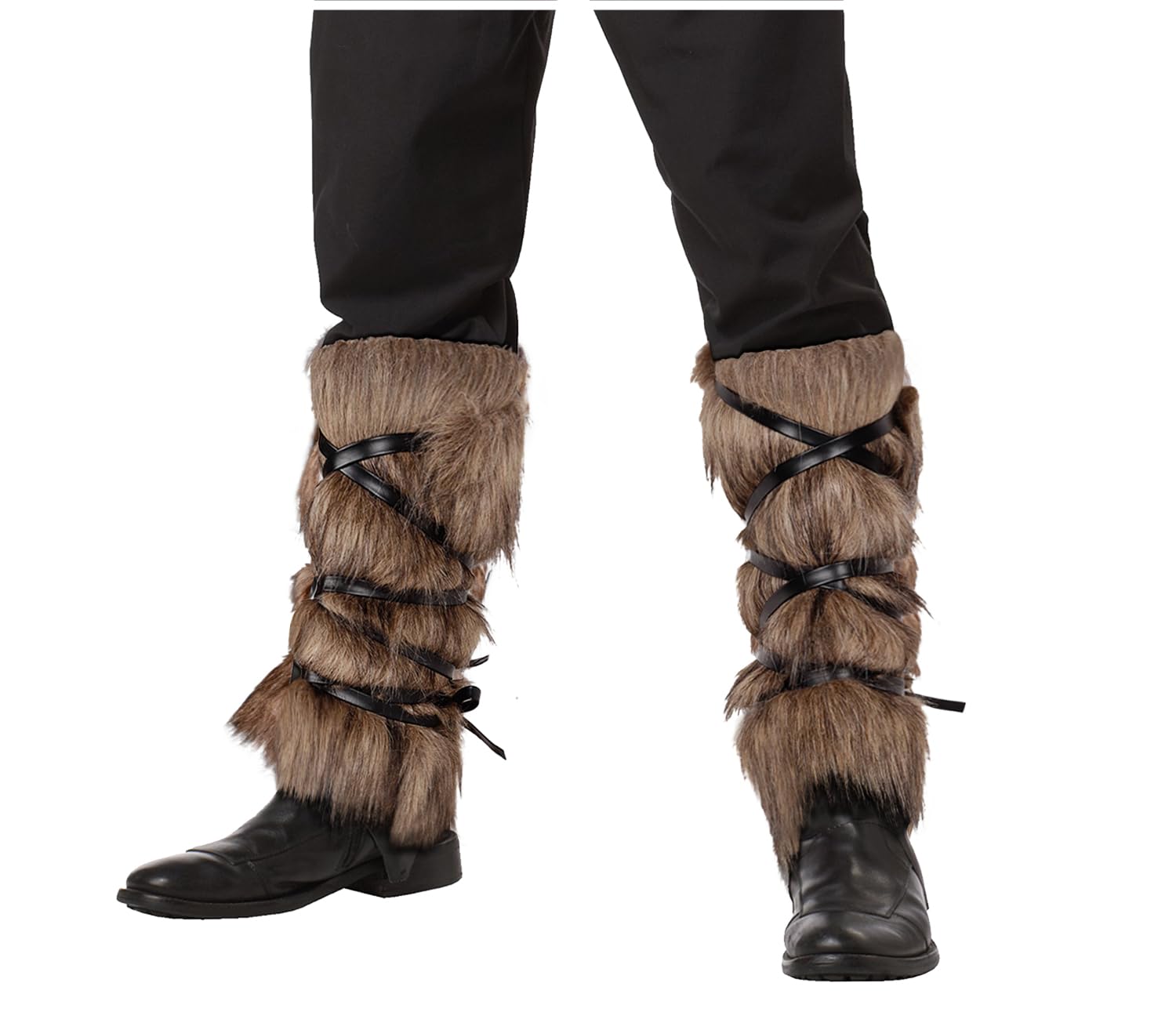 Viking Fluffy Leg Warmers Furry Faux Fur Boot Covers Cosplay Accessory for Women Men