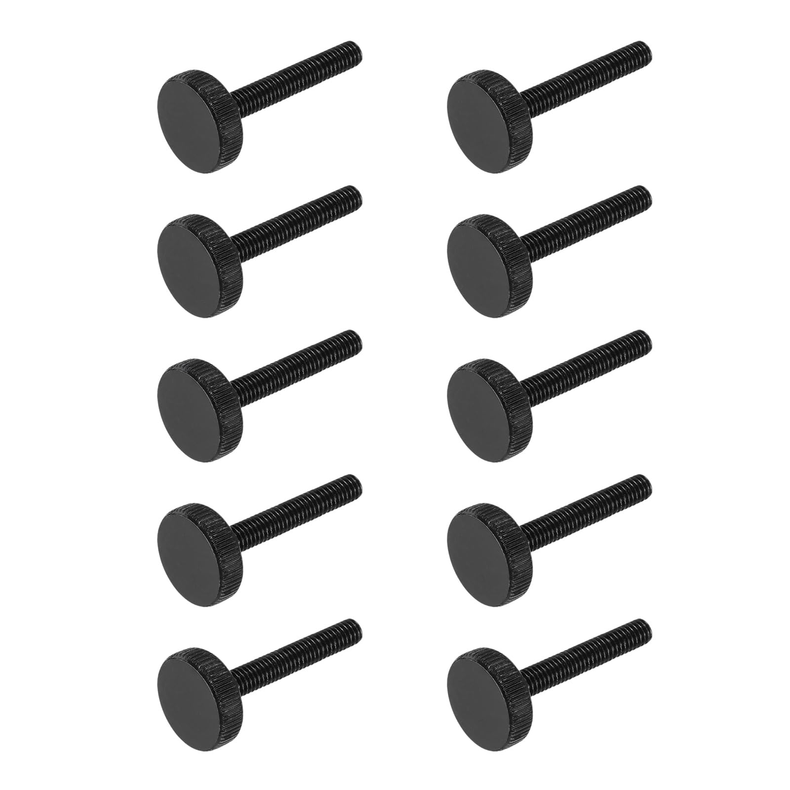 sourcing map M6x40mm Knurled Thumb Screws, Black Steel Flat Head Thumb Screws Zinc Plated Metric Knurled Head Bolts Grip Knobs Hand Tighten Thread Fasteners, 10 Pcs