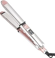 Rozamor 2-in-1 Titanium Ionic Flat Iron Straightener & Curler, 480°F Fast Heat, Dual Voltage Pink, All Hair Types