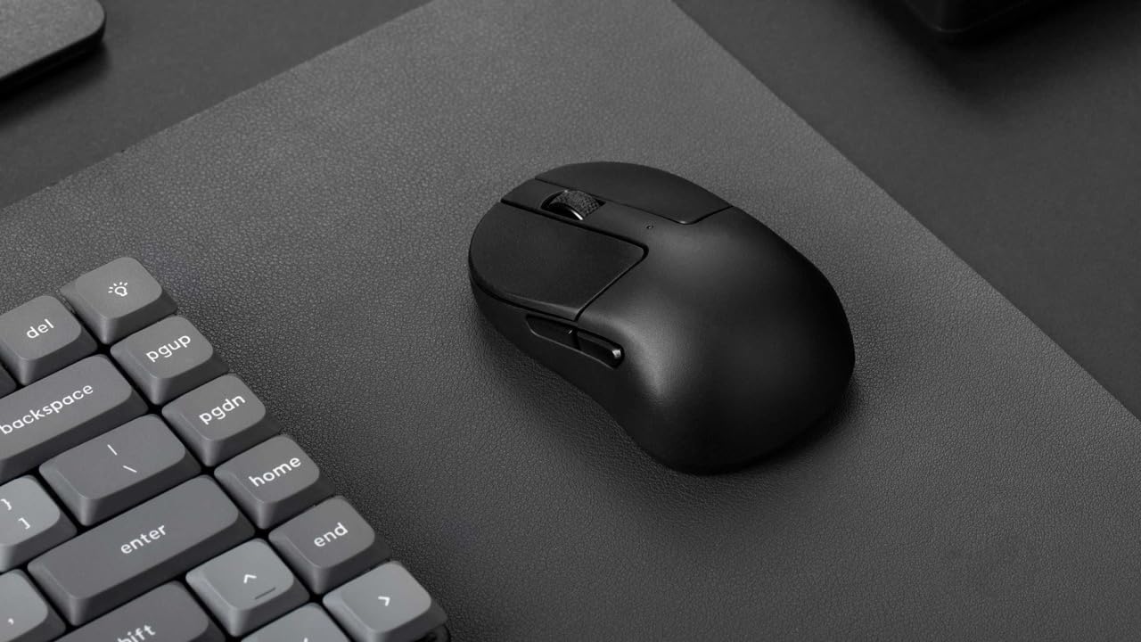 Keychron Ratón inalámbrico M4, sensor PixArt 3395 con botón macro programable 26.000 DPI, 4000 Hz, 2,4 GHz, Bluetooth 5.1, 35 g, diseño ergonómico ultraligero, color negro