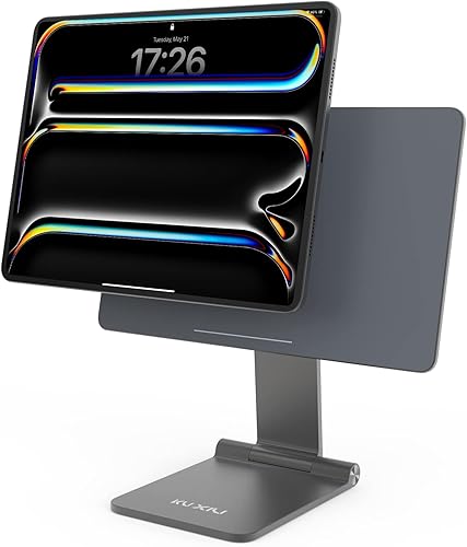 KU XIU Soporte magnético plegable solo para iPad Pro 13 M4 (2024), soporte de tableta ajustable de aleación de aluminio de 360, soporte de