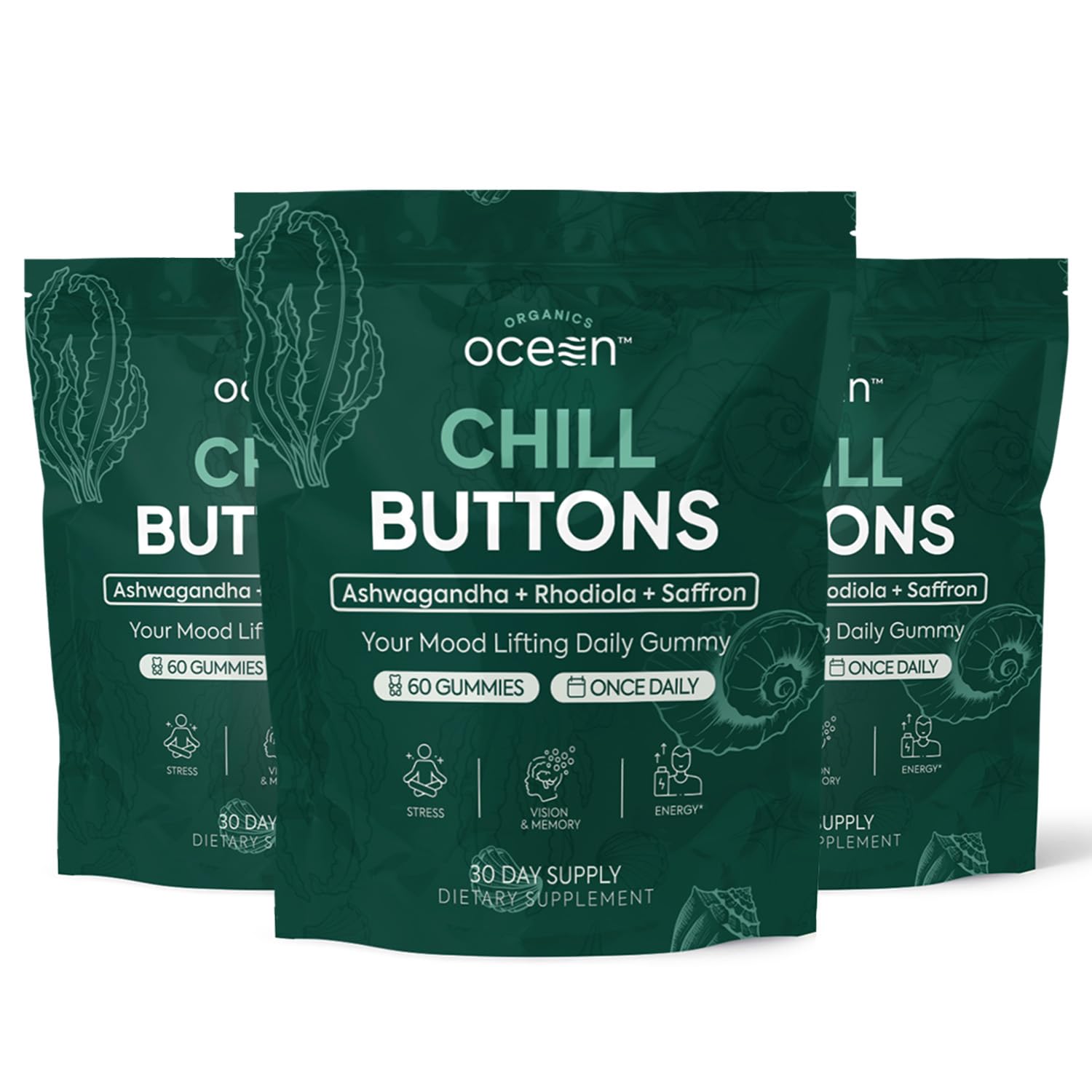 Organics Ocean Chill Buttons, Ashwagandha, Saffron & Rhodiola, 360 Gummies — Amazon image 8