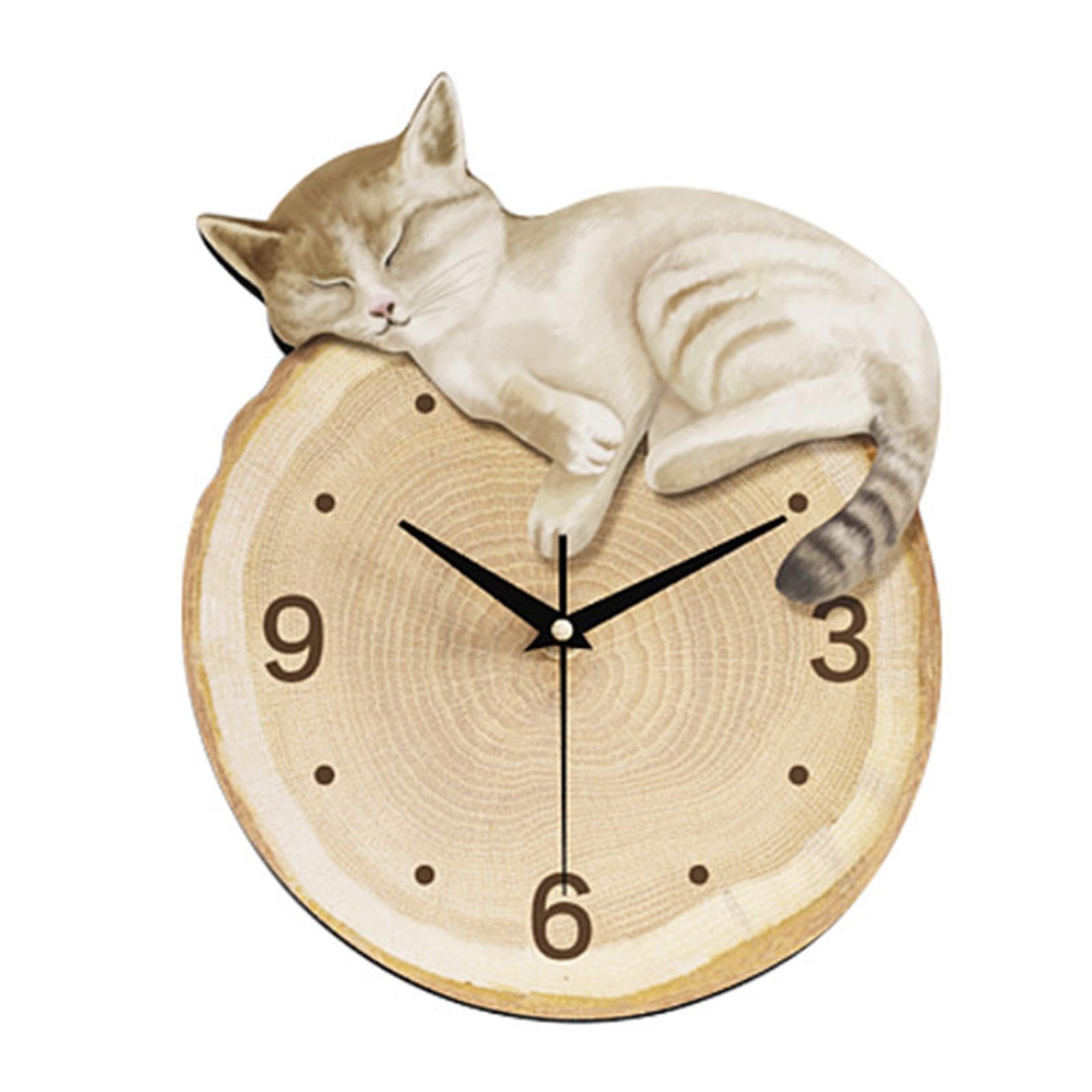 Horloge murale chat silencieuse en bois pour en finir avec le tic-tac stressant