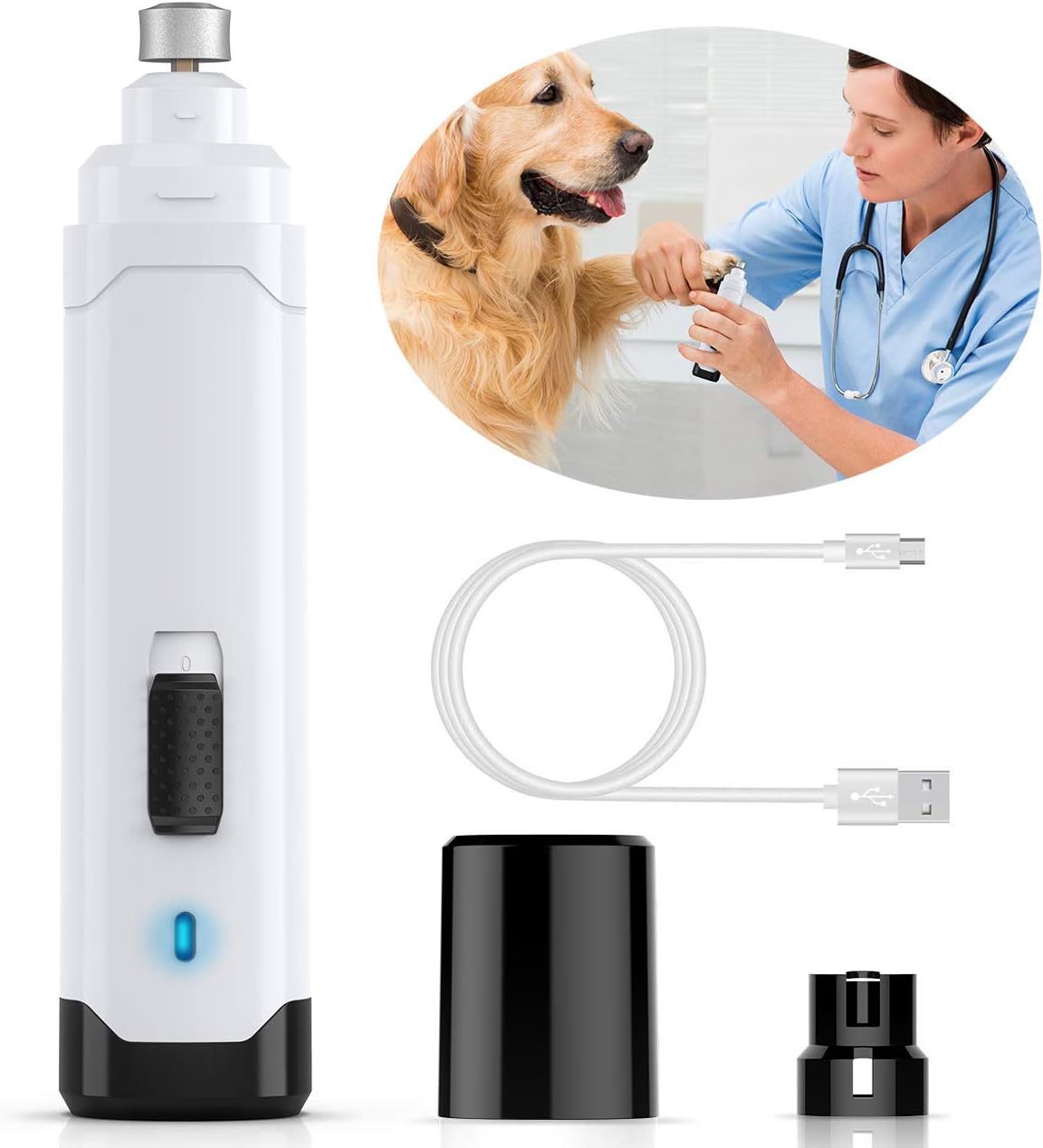 Romanda Dog Nail Grinders Upgraded 2 Speed Quiet Pet Nail Trimmer Dog