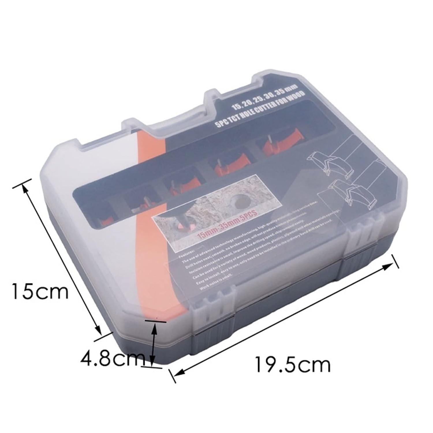 5PCS 15-35mm Woodworking Drill Bits Set Hole Saw Opener Carbide Tip Tool 15mm/20mm/25mm/30mm/35mm