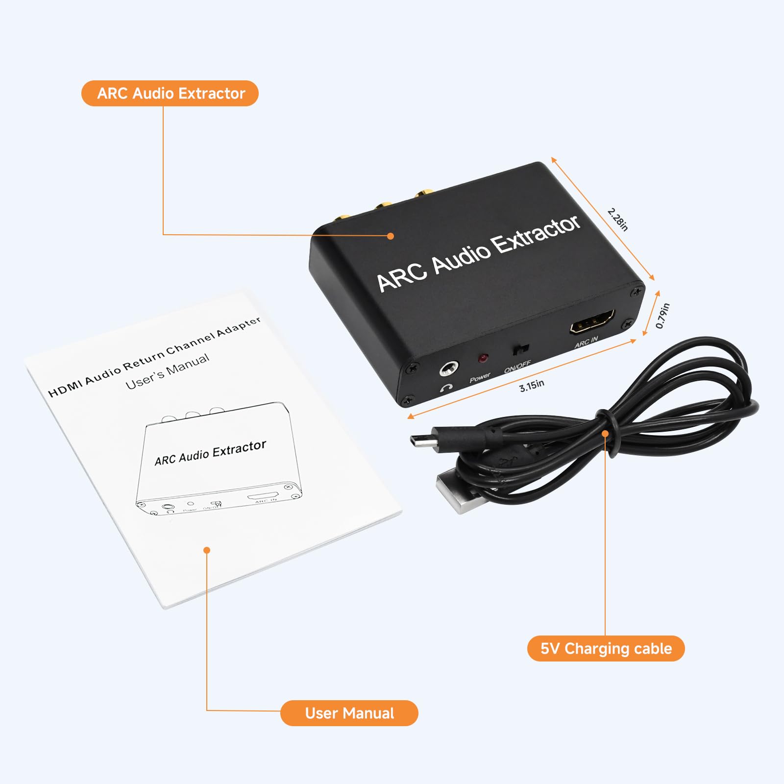 Adaptador de audio HDMI ARC a óptico, extractor de audio ARC HDMI a cable coaxial adaptador para TV, extractor estéreo analógico de 3.5 mm L/R