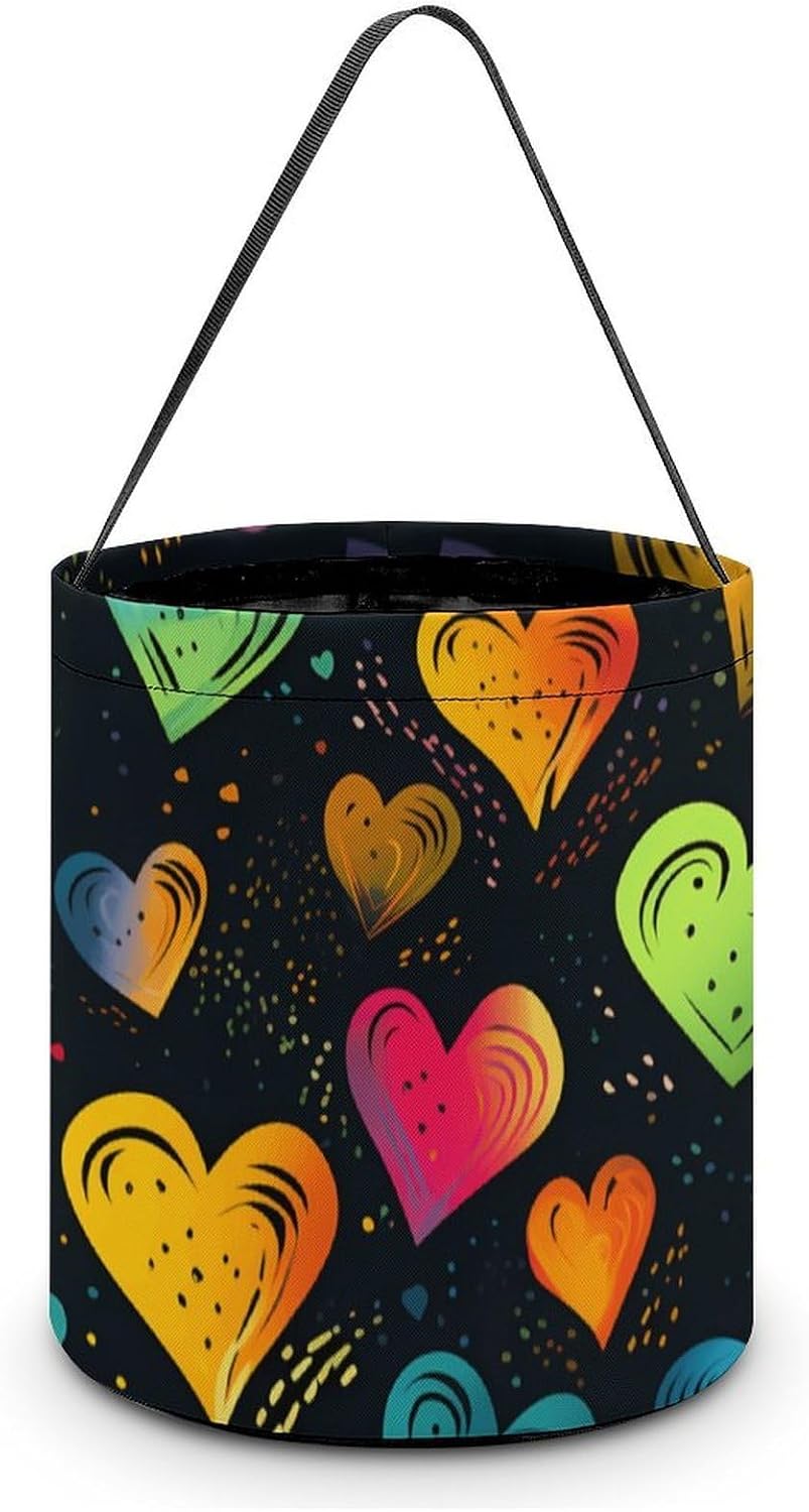 LGBT Love Rainbow Heart Candy Bag Halloween Treat Goody Bags Party Basket Handbag Holiday Decor