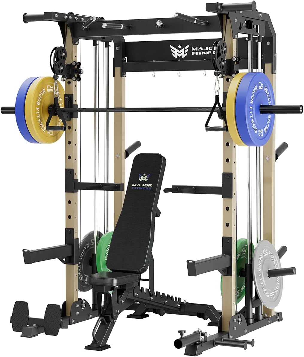 MAJOR FITNESS F22 Power Rack, 1600lbs All-in-One Squat Rack with Cable Crossover, Dual Pulley System, Heavy-Duty Steel Frame, Attachments & Storage for Home Gym Strength Training MAJOR FITNESS F22 Power Rack, 1600lbs All-in-One Squat Rack with Cable Crossover, Dual Pulley System, Heavy-Duty Steel Frame, Attachments & Storage for Home Gym Strength Training