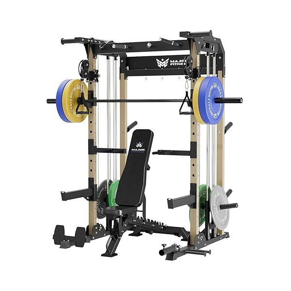 MAJOR FITNESS F22 Power Rack, 1600lbs All-in-One Squat Rack with Cable Crossover, Dual Pulley System, Heavy-Duty Steel Frame, Attachments & Storage for Home Gym Strength Training