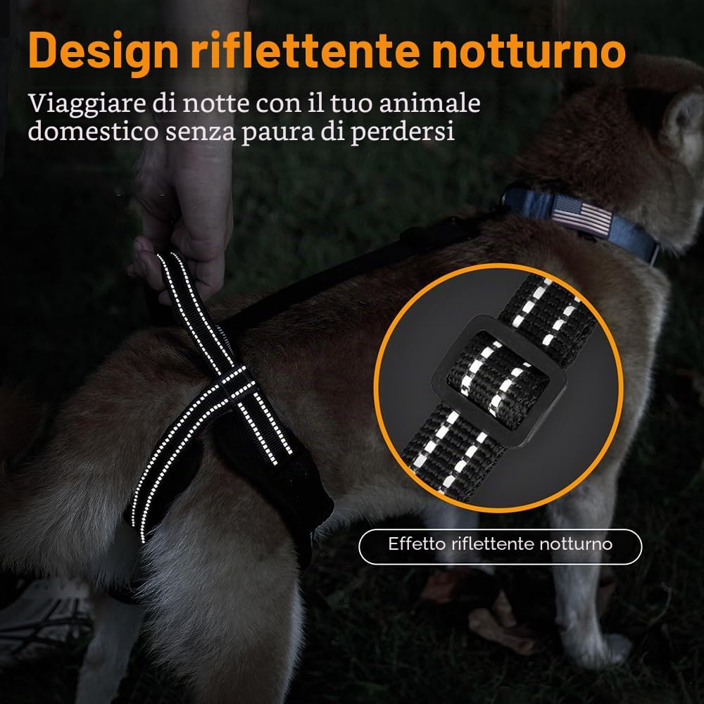 Imbracatura per Cani, Pettorina di Sollevamento per Cane Riflettente con Maniglia e Cinghie Regolabili, Supporto per Cani Anziani, Malati, Feriti, Disabili