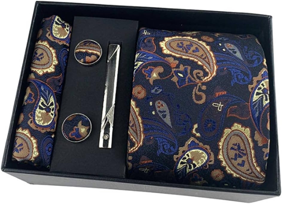 Classic Width Floral Paisley Ties Cravate Homme Men's Silk Ties For Men Suit Business Wedding Necktie gift box pack (Color : C) (E)