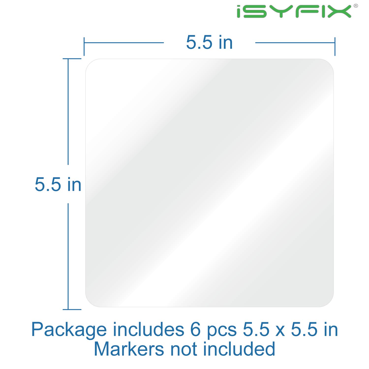 iSYFIX Magnetyczne notatki suchościeralne do tablicy, 14 x 14 cm, 6 sztuk, kwadratowe, dekoracyjna tablica magnetyczna do kuchni, dekoracji, biura, list artykułów spożywczych, metalowych pudełek