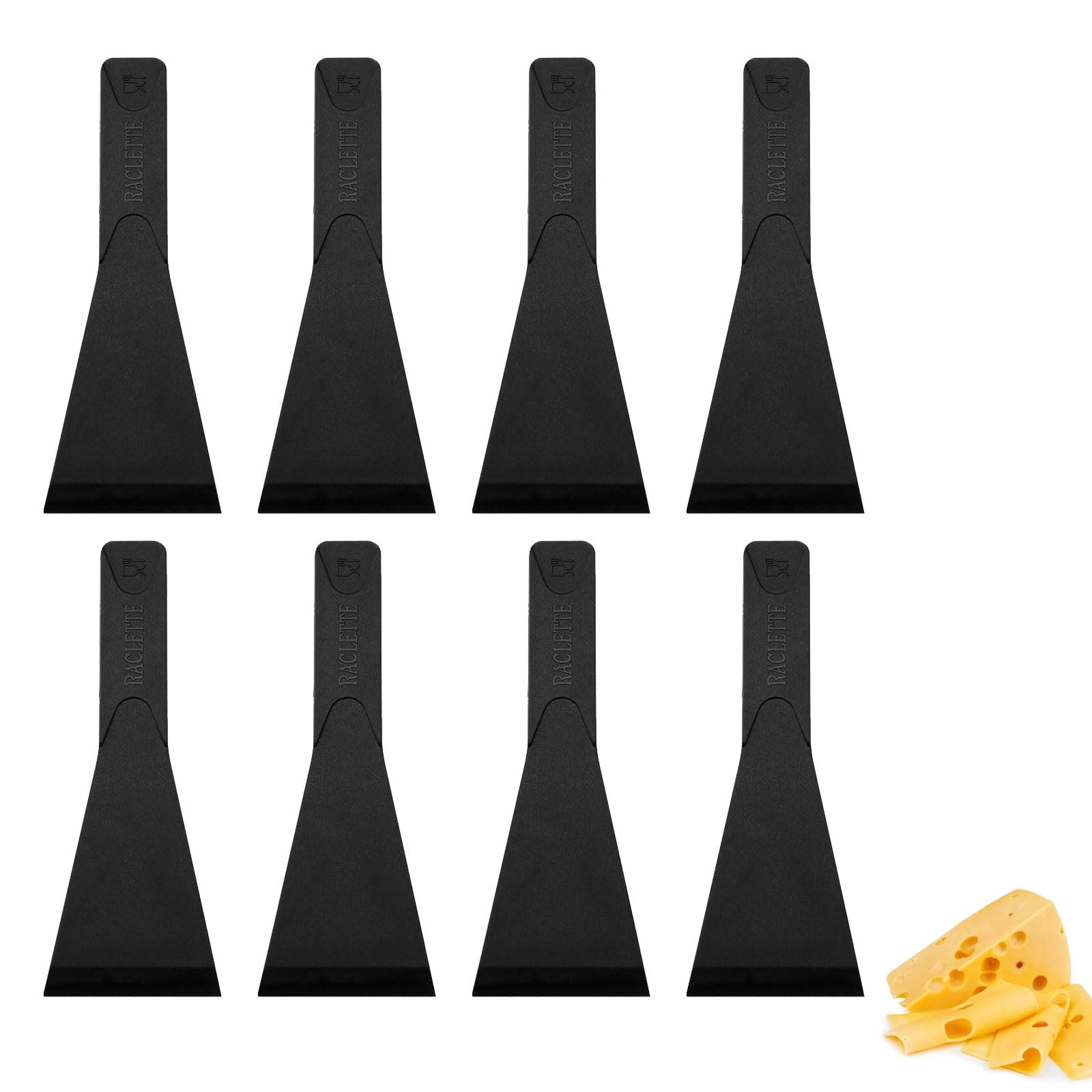Set di 8 Spatole per Raclette in Nylon, Accessori Cucina per Griglia da Tavolo, Fonduta di Formaggio, Padelle Antiaderenti - Utensili Resistenti al Calore e Non Graffiano