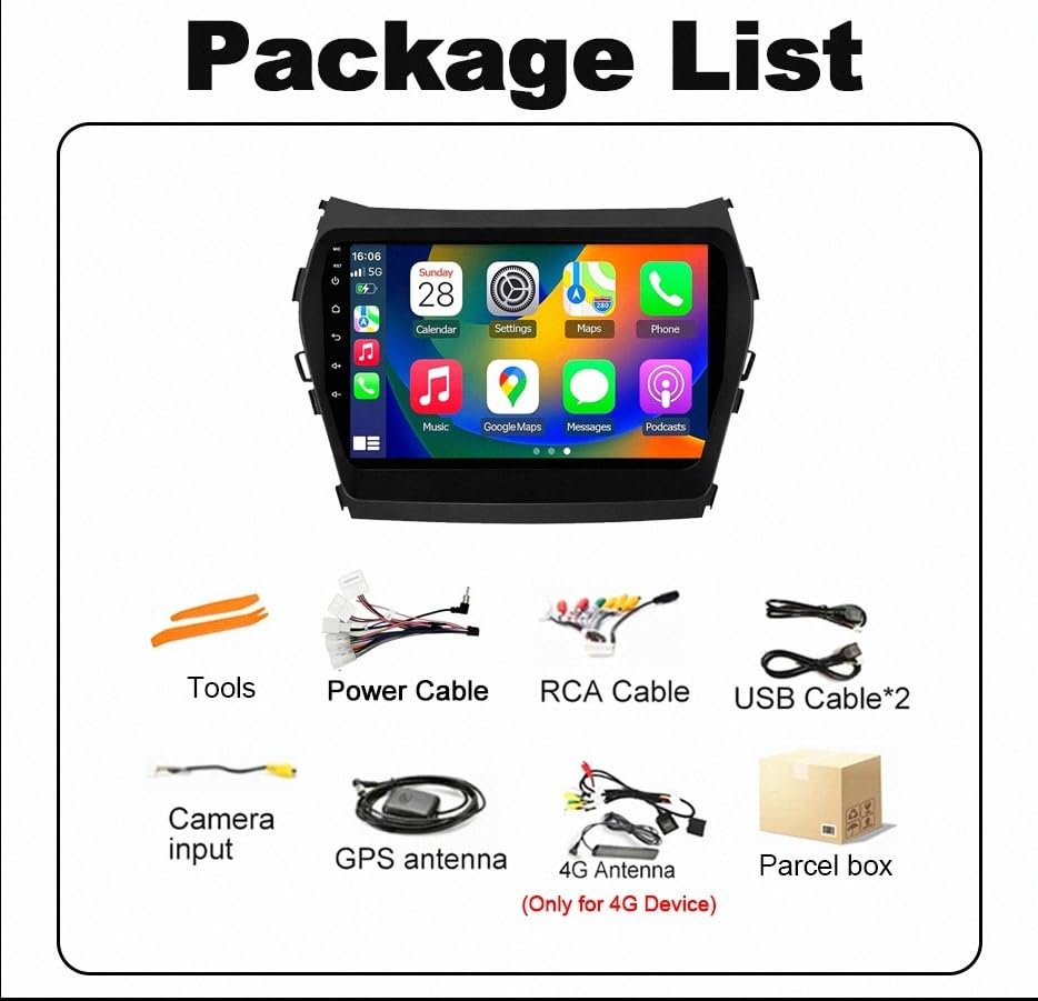 GPS Navi para Hyundai IX45 Santa Fe 2013-2017 con Carplay y Bluetooth 7