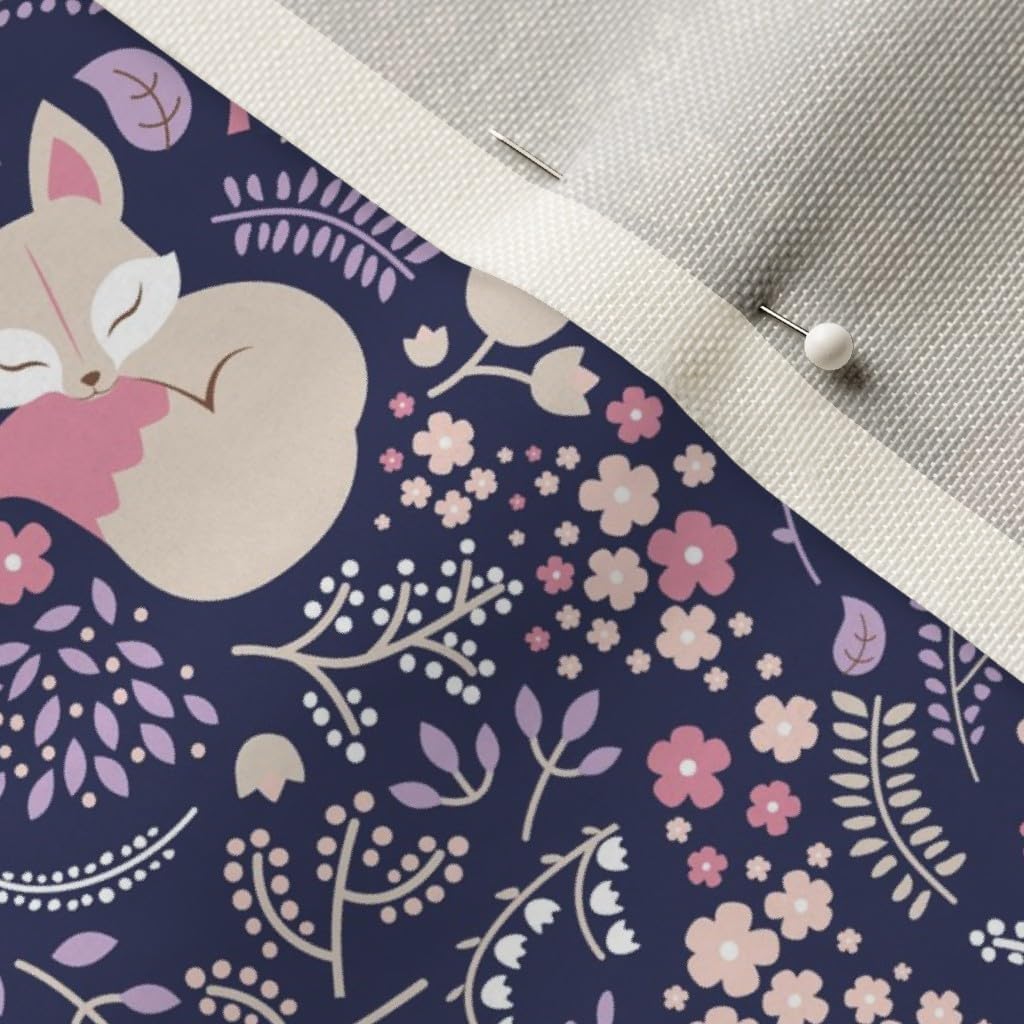 Spoonflower Fabric - Fox Lavender Floral Violet Leaves Printed on Upholstery Velvet Fabric Fat Quarter - Upholstery Home Decor Bottomweight Apparel
